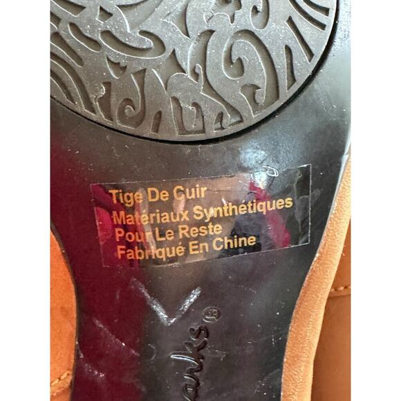 Clarks Artisan Tan Leather Ankle Booties 9M Block Heel Zip Up Classic Style - Picture 7 of 7